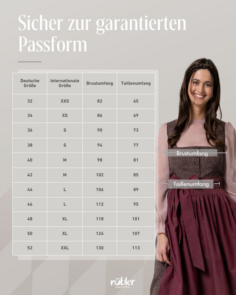 Nübler Dirndl Midi Dirndl Blanka in Brombeere von Nübler - Rocklänge 70 cm – Bild 3 von 5