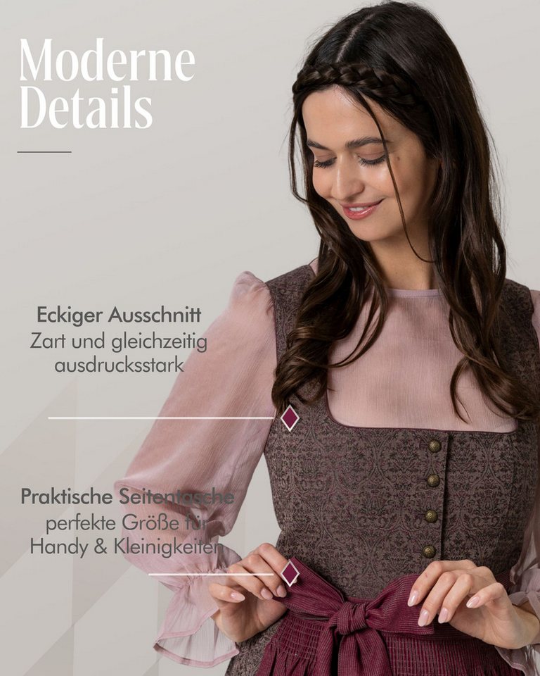 Nübler Dirndl Midi Dirndl Blanka in Brombeere von Nübler - Rocklänge 70 cm – Bild 5 von 5
