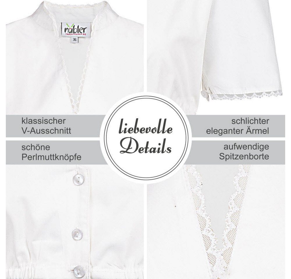 Nübler Dirndlbluse Dirndlbluse Kurzarm Babsi in Weiß von Nübler – Bild 3 von 5