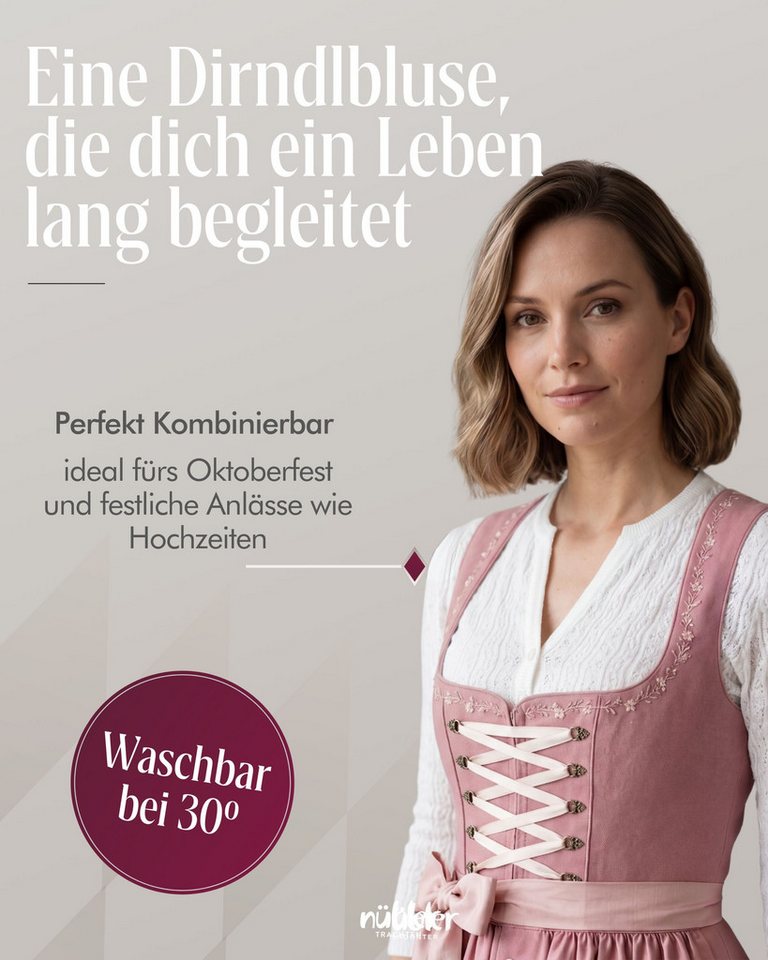 Nübler Dirndlbluse Dirndlbluse Langarm Juna in Creme von Nübler – Bild 4 von 5