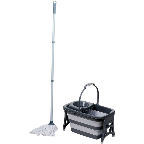 DIRT DEVIL Wischmopp Wischmopp mit Falteimer, (Set), Bodenwischer, Falteimer Volumen ca. 20 Liter mit Auswring-Vorrichtung