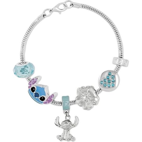 Disney Armband Versilbertes Stitch Charm-Armband (Set)