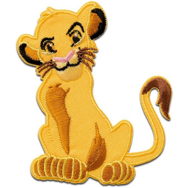 Disney Aufnäher Bügelbild, Aufbügler, Applikationen, Patches, Flicken, zum aufbügeln, Polyester, König Der Löwen Simba Tier - Größe: 7,8 x 6,2 cm