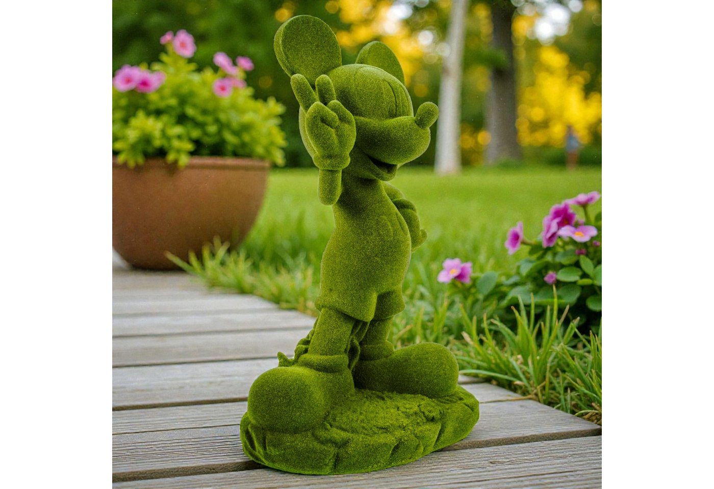 Disney Gartenfigur Mickey Mouse grün beflockt 20,5 cm Offiziell lizenzierte Disney Deko – Bild 4 von 5