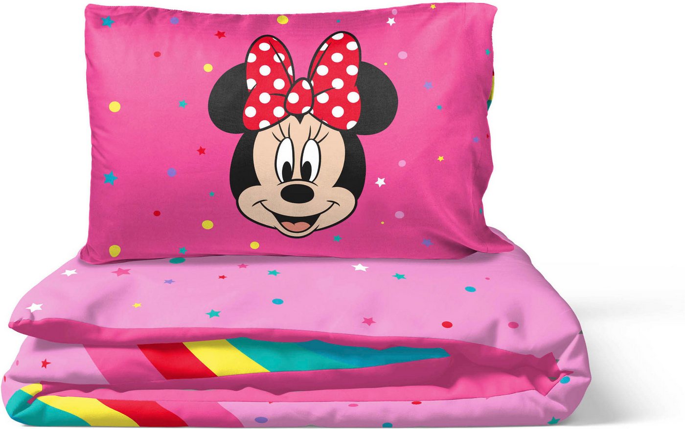 Disney Kinderbettwäsche Minnie Mouse Rainbow, Linon, 2 teilig, 100% Baumwolle – Bild 5 von 5