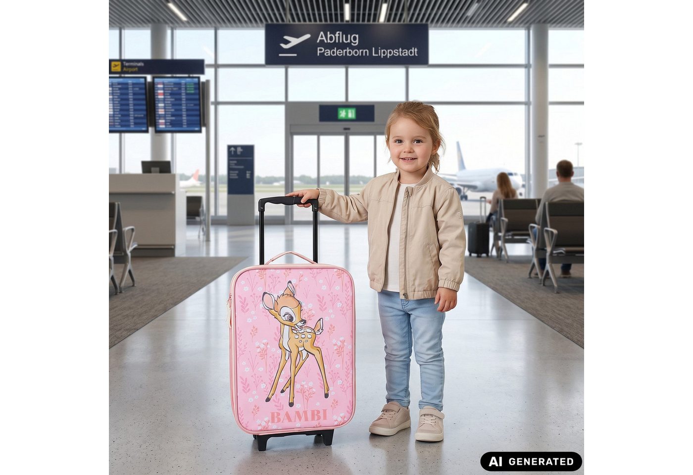 Disney Kinderkoffer Bambi Trolley Koffer Kindertrolley Trolly, nur 1 Kg Leicht, Innenmaße: 40x30x10cm, Außenmaße: 47x31x13cm – Bild 3 von 5