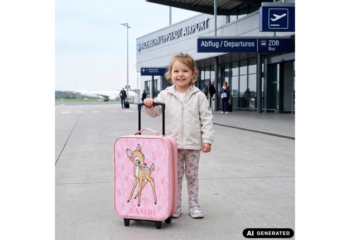 Disney Kinderkoffer Bambi Trolley Koffer Kindertrolley Trolly, nur 1 Kg Leicht, Innenmaße: 40x30x10cm, Außenmaße: 47x31x13cm – Bild 4 von 5