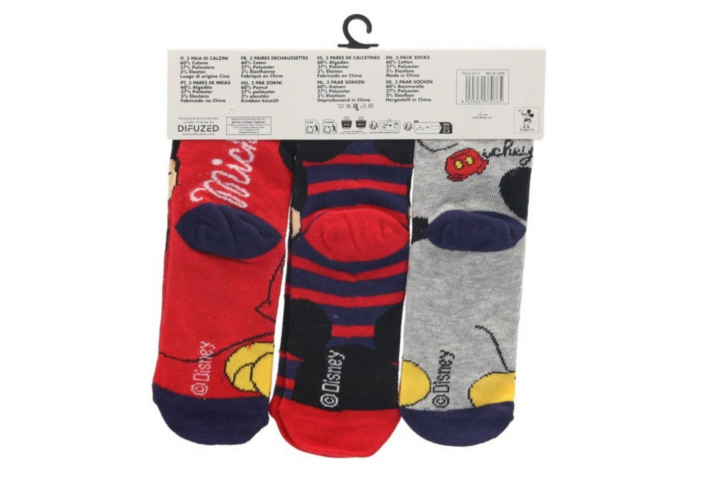Disney Mickey Mouse Socken Kinder Socken 3er-Pack farbenfroh & bequem (3-Paar) – Bild 2 von 2