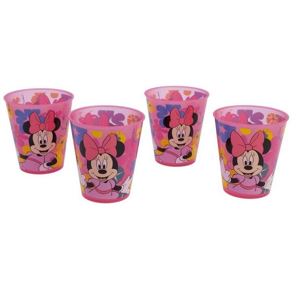Disney Minnie Mouse Becher Kinder Becher Set 4 teilig 285 ml aus Polypropylen, 4-tlg.
