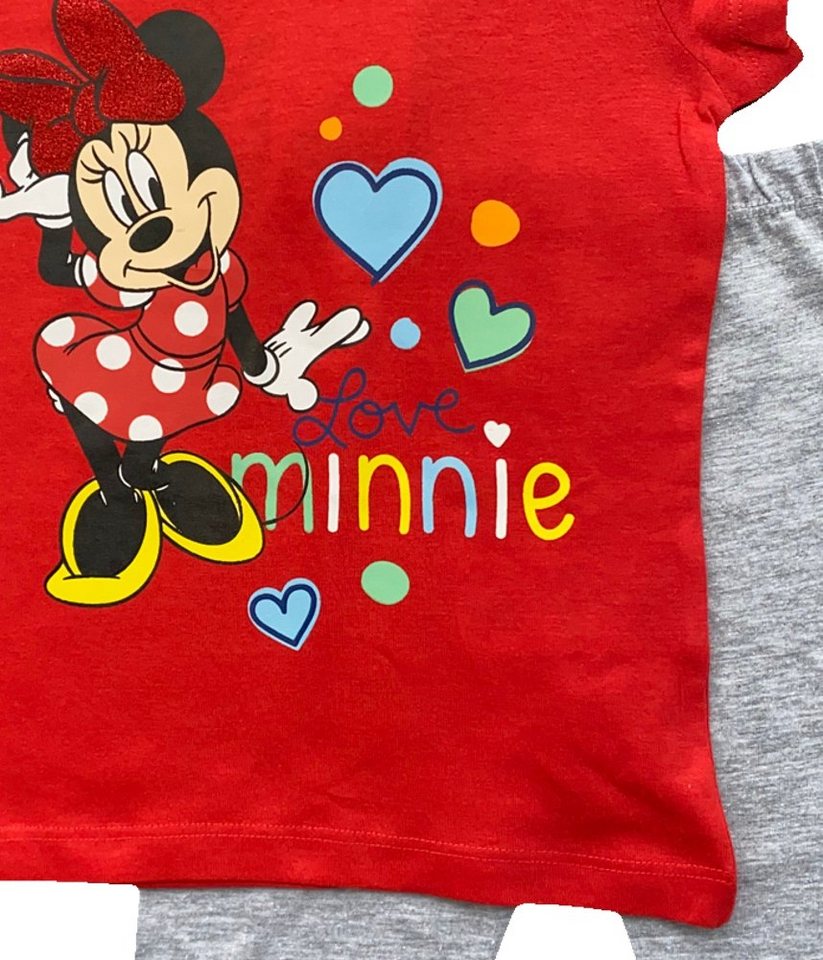 Disney Minnie Mouse Capri-Pyjama Minnie Mouse Mädchen Schlafanzug 7/8 Hose + Top Rot – Bild 2 von 3