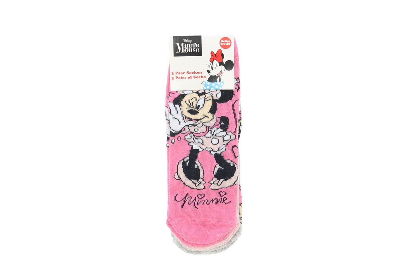 Disney Minnie Mouse Feinsöckchen Minnie Mouse 3er Pack Sneaker Socken Bunte Strümpfe für Mädchen – Bild 2 von 3