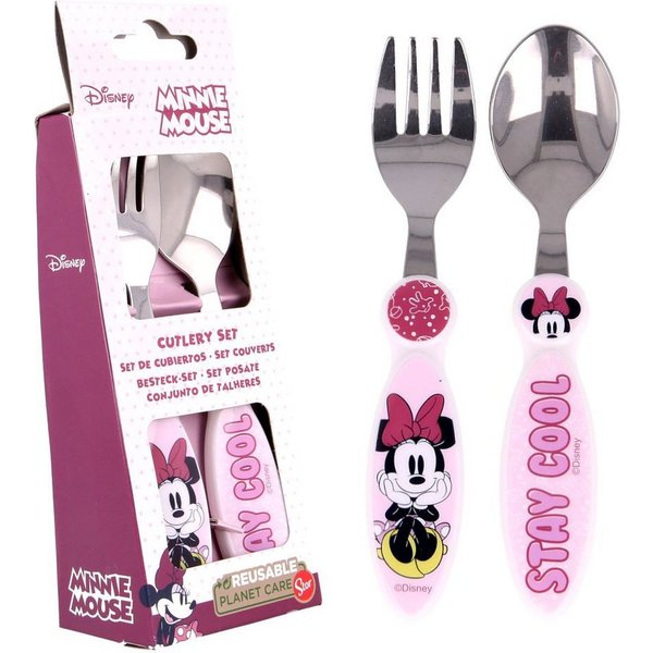 Disney Minnie Mouse Kinderbesteck Kinder Besteck-Set Mouse Minnie Maus 2-teilig Gabel und Löffel (2-tlg)