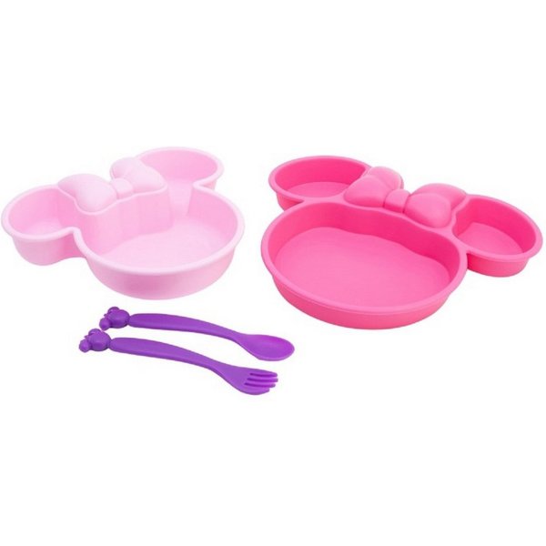Disney Minnie Mouse Kindergeschirr-Set Kindergeschirr-Set 4-teilig – Teller, Schale & Besteck in Geschenkbox (4-tlg)