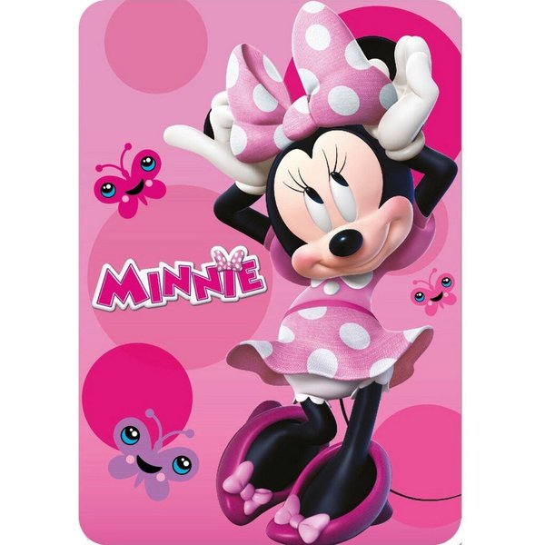 Wohndecke Disney Minnie Chic Fleecedecke 100x140cm, Disney Minnie Mouse, Geschenkidee für Mädchen und Jungen