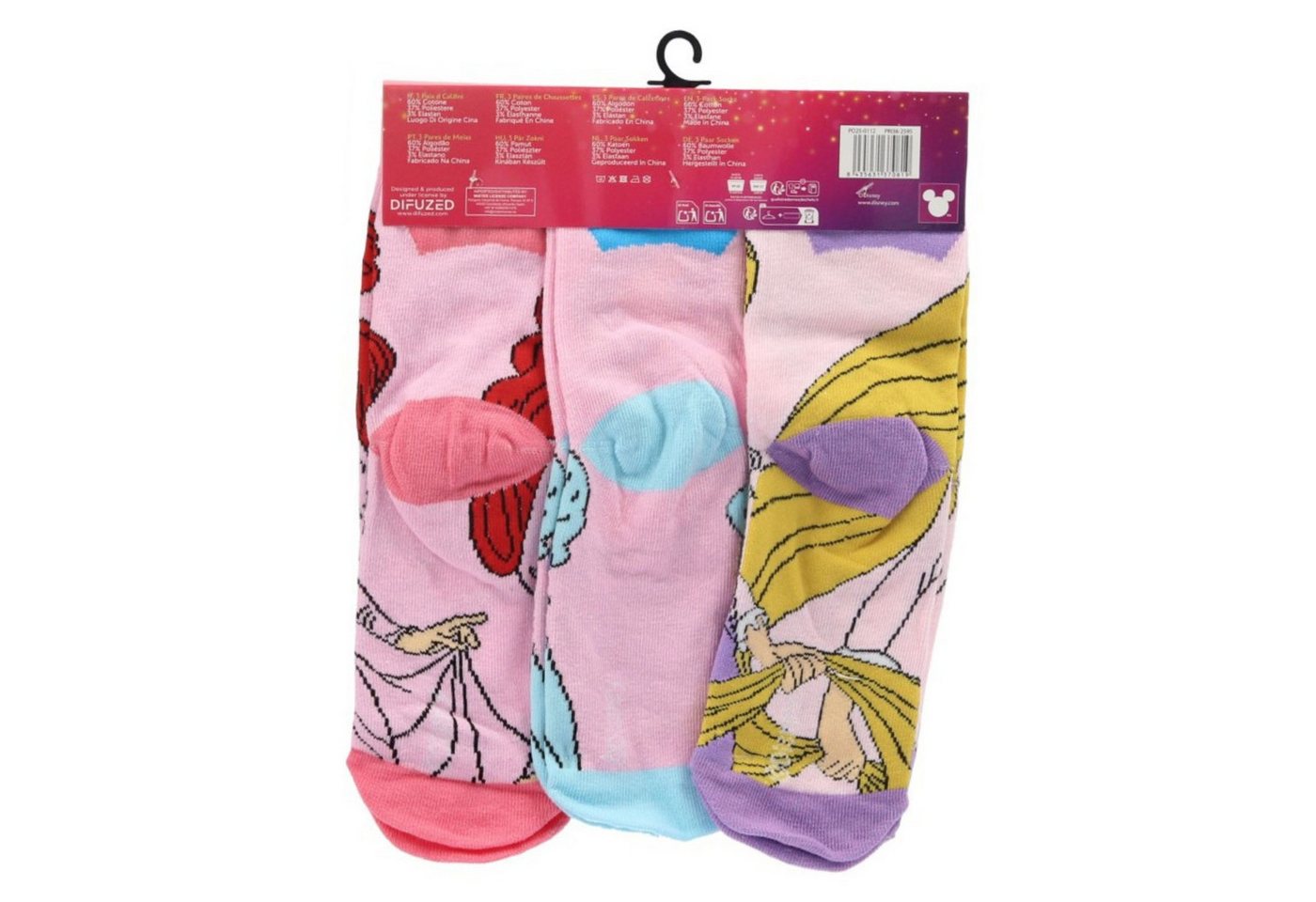 Disney Princess Socken Kindersocken 3er-Pack weich & elastisch mit Motivdruck (3-Paar) – Bild 2 von 2