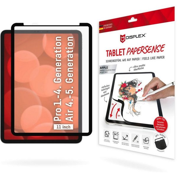 Displex Displayschutzfolie Tablet PaperSense für Apple iPad Air (4./5. Gen), Apple iPad Pro 11 (1./2./3./4. Gen), Schreiben wie auf Papier