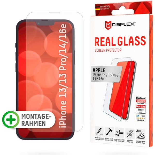 Displex Displayschutzglas Real Glass - iPhone 14 für Apple iPhone 13/13 Pro, Apple iPhone 14, Apple iPhone 16e