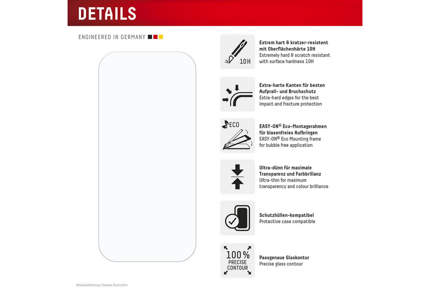Displex Displayschutzglas Real Glass Screen Protection + Case für Apple iPhone 16 Pro, Displayschutzfolie, Schutzfolie, Bildschirmschutz, kratz- & stoßfest – Bild 5 von 5