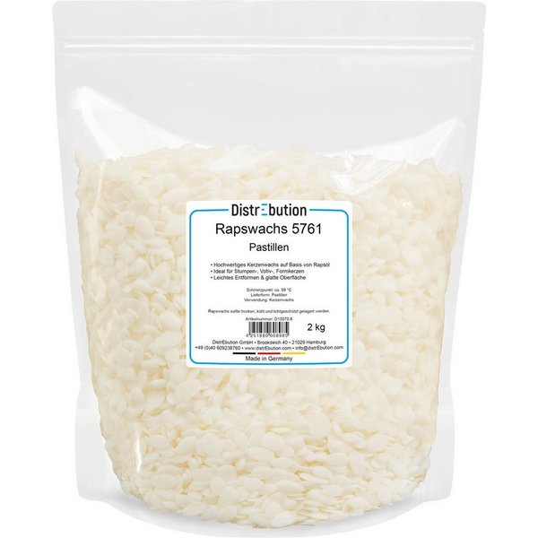DistrEbution Bastelnaturmaterial Rapswachs Kerzenwachs 5761 in Pastillen 1-25kg Kerzen gießen, Duftkerzen