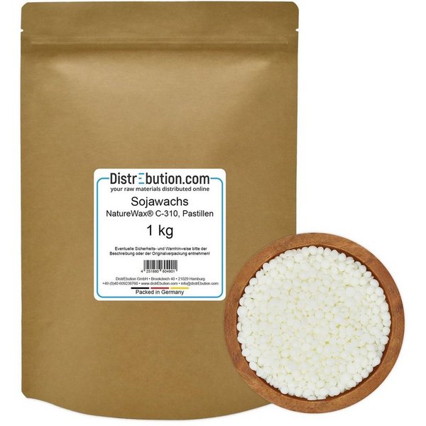 DistrEbution Bastelnaturmaterial Sojawachs Pastillen Naturwachs Kerzenwachs C-310 1kg