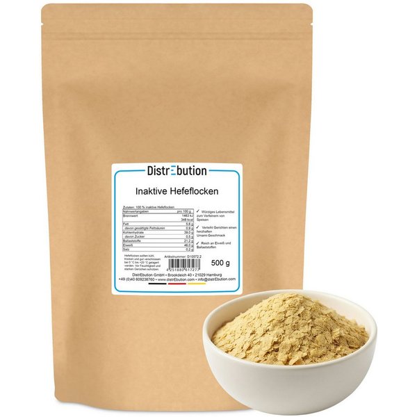 DistrEbution Gewürz Hefeflocken, vegane Parmesan-Alternative für Pasta und Salate, 1 x, Würzig-nussiger Umami-Geschmack, inaktive Nährhefe