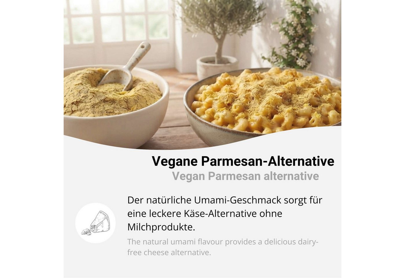DistrEbution Gewürz Hefeflocken, vegane Parmesan-Alternative für Pasta und Salate, 1 x, Würzig-nussiger Umami-Geschmack, inaktive Nährhefe – Bild 5 von 5