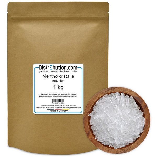 DistrEbution Sauna-Aufgussset Mentholkristalle aus 100% Minzöl, 1kg Reines Menthol, Sauna Aufguss (1-tlg) Leicht dosierbar in Kristallen
