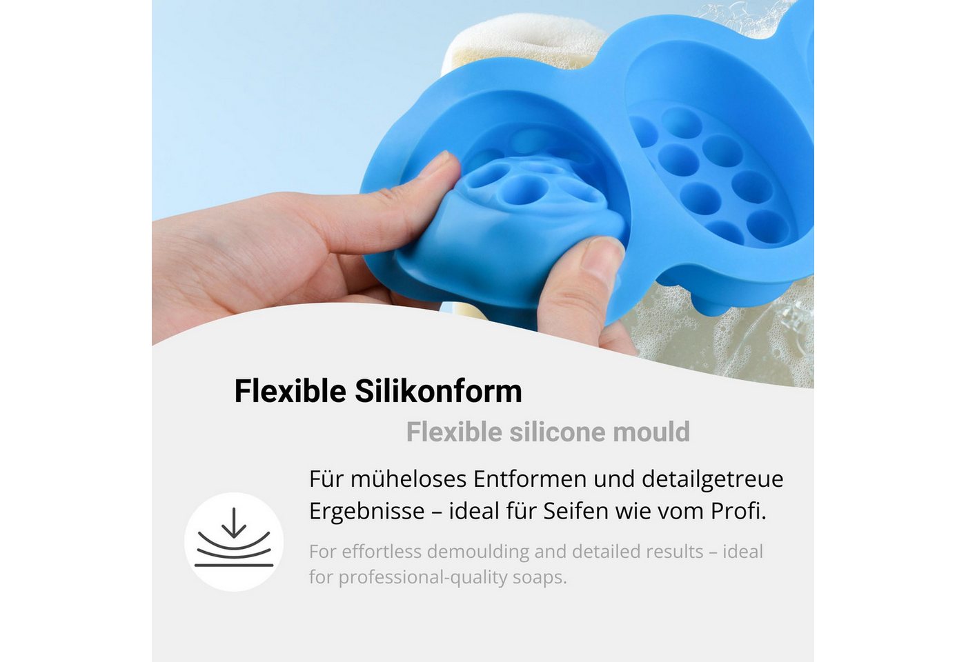 DistrEbution Silikonform Oval Massage-Relief, Seifenform, Relief Gießform für Handseife, Körperseife & Peelingseife – Bild 3 von 5