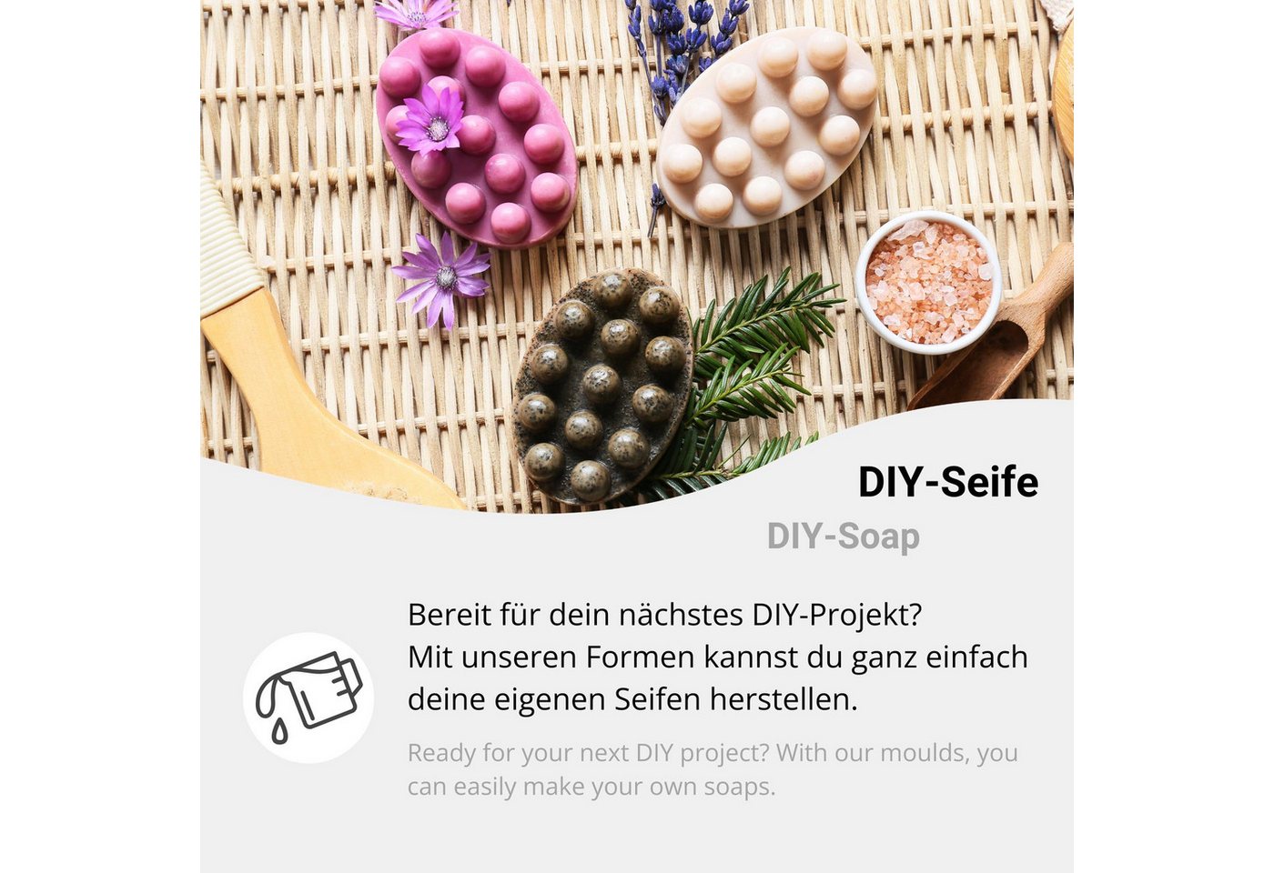 DistrEbution Silikonform Oval Massage-Relief, Seifenform, Relief Gießform für Handseife, Körperseife & Peelingseife – Bild 5 von 5