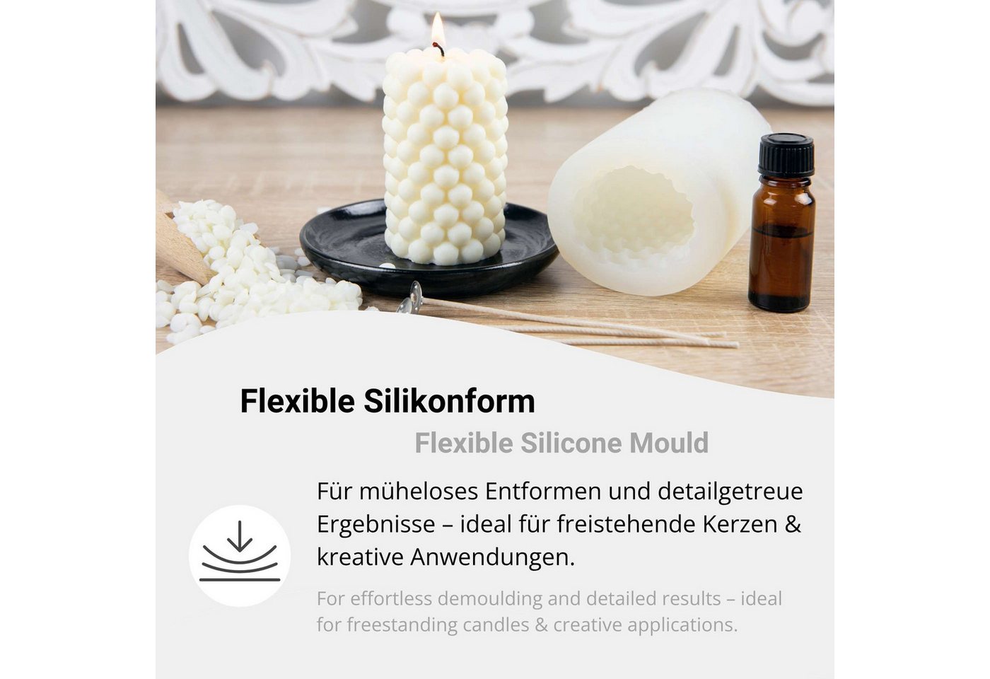 DistrEbution Silikonform Weihnachten, Kerzenform, Gießform aus Silikon, wiederverwendbare Form für Weihnachtskerzen – Bild 3 von 5