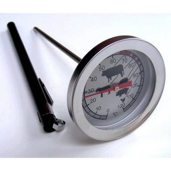 DIW Bratenthermometer Fleischthermometer Bratenthermometer mit Köcher LT-101, Komplettset 1-tlg., Braten-/Fleisch-Einstichthermometer, Schutzkappe, Bedienungsan