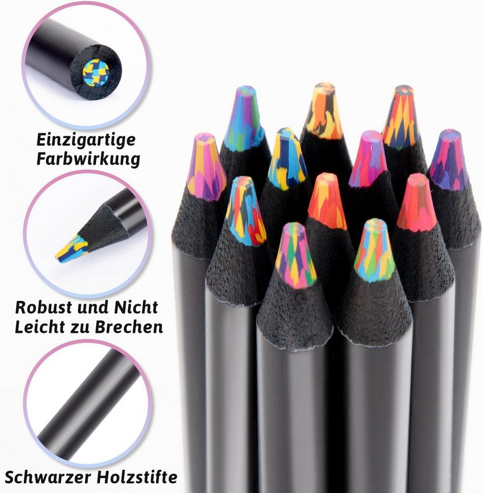 Diwzbyn Buntstift 12 Farben Regenbogenstift,Buntstifte Stifte Bastelset Kinder, (12-tlg), Schultüte Füllung, Mitgebsel Kindergeburtstag, Schulanfang Geschenke – Bild 4 von 5