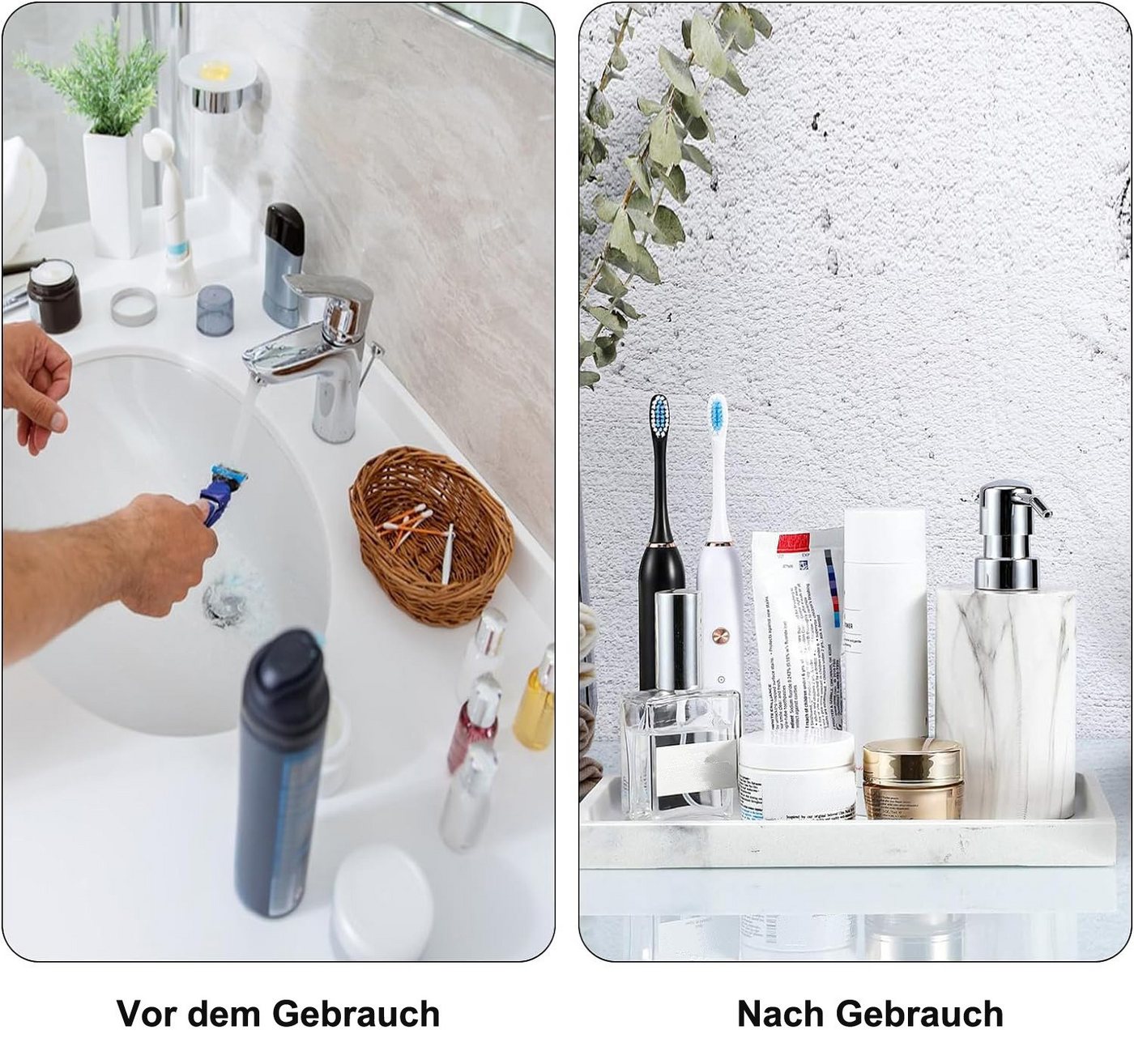 Diwzbyn Dekotablett Silikon Ablagetablett Badezimmer – Rutschfeste Badablage (1 St), für Waschbecken, Küche, Badewanne & Kosmetik – Bild 3 von 5