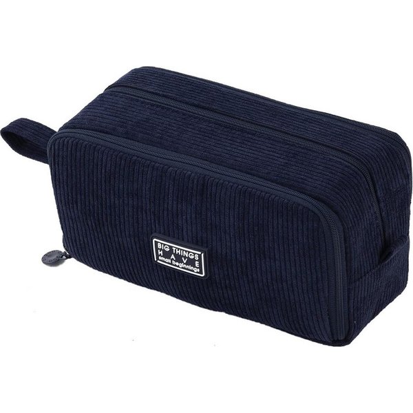 Diwzbyn Federmäppchen aus Cord-Stoff Federtaschen Mäppchen mit 3 Fächer Schulmäppchen, Große Kapazität Stiftetasche Pencil Case für Schule & Büro