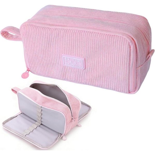 Diwzbyn Federmäppchen aus Cord-Stoff Federtaschen Mäppchen mit 3 Fächer Schulmäppchen, Große Kapazität Stiftetasche Pencil Case für Schule & Büro