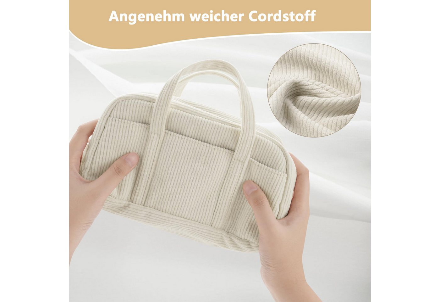 Diwzbyn Federmäppchen Federtaschen, extra große Stiftetasche mit 5 Fächern, Mäppchen, mit weiter Öffnung, weicher Organizer aus Cord mit Reißverschluss – Bild 2 von 5
