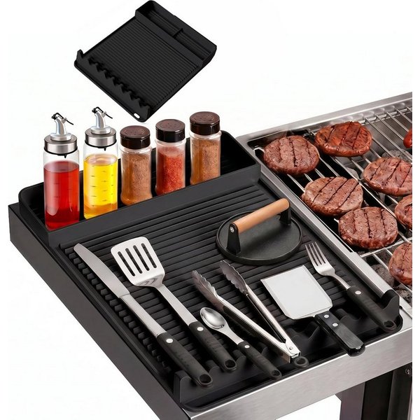 Diwzbyn Grillerweiterung Grillmatte Silikon Hitzebeständig, Rutschfeste Grillablage, Bis 230°C, für Grillwerkzeug & Arbeitsflächenschutz