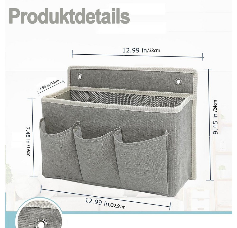 Diwzbyn Hängekorb Hängender Bettkopforganizer,Aufbewahrungsbox,über die Tür hängbar, ideal für Schlafzimmer, Küche und Büro,Praktische Betttasche – Bild 2 von 4