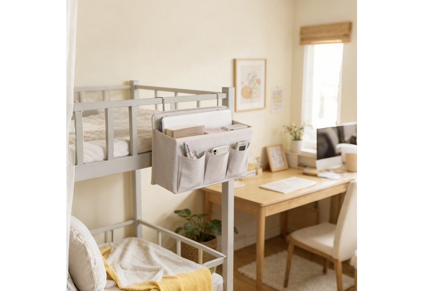 Diwzbyn Hängekorb Hängender Bettkopforganizer,Aufbewahrungsbox,über die Tür hängbar, ideal für Schlafzimmer, Küche und Büro,Praktische Betttasche – Bild 3 von 4