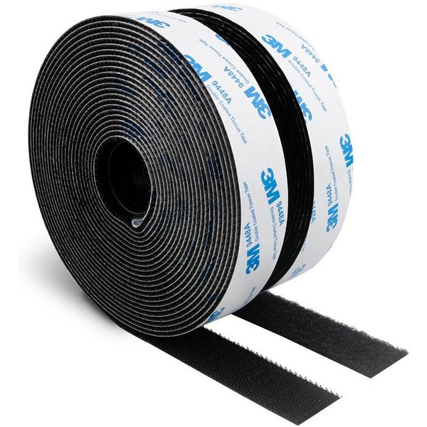 Diwzbyn Klettband 3M Klettband Selbstklebend Extra Stark Schwarz Strapazierfähig, (2-St), Selbstklebendes Klettband mit Nylongewebe für Basteln & DIY