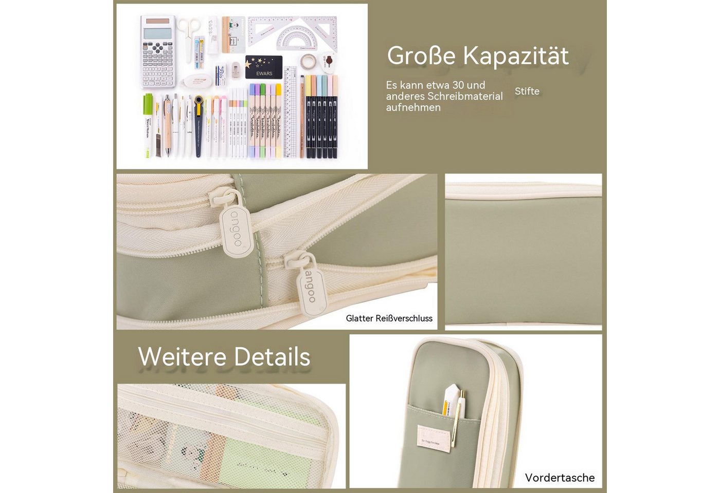 Diwzbyn Schreibgeräteetui Schlamperbox,Geräumiges Federmäppchen / Etui –, Stiftemappe für Schule, Teenager, Mädchen, Jungen, Männer und Frauen – Bild 4 von 5