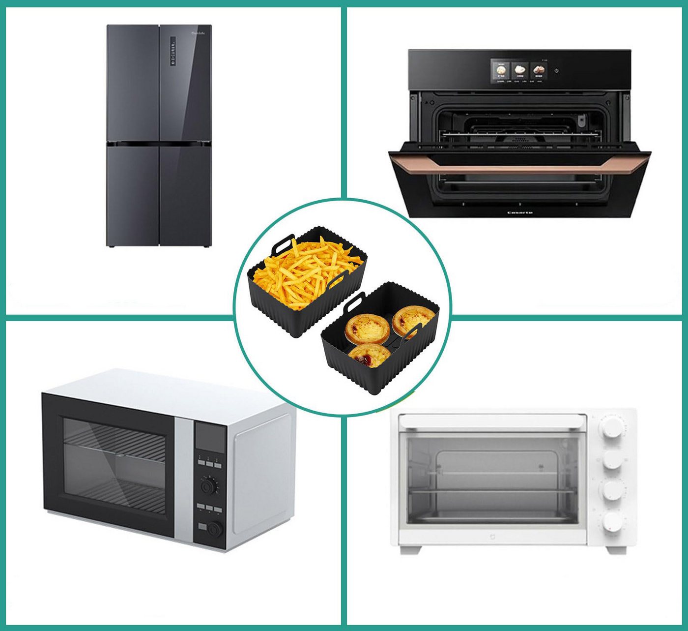 Diwzbyn Silikonform 2er Pack Airfryer-Silikon-Einsätze, Upgrade große Kapazität, (2-tlg), Antihaft und hochtemperaturbeständig – Bild 5 von 5