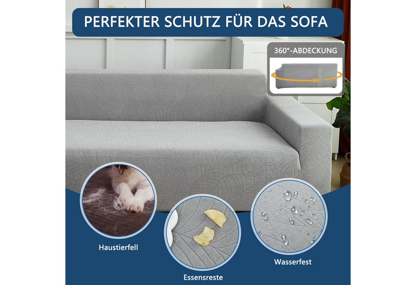 Diwzbyn Sofabezug High Stretch Sofabezug Moderne Sofaüberwurf Elastische Sofahusse, für Wohnzimmer Protector für Hunde Haustiere – Bild 5 von 5