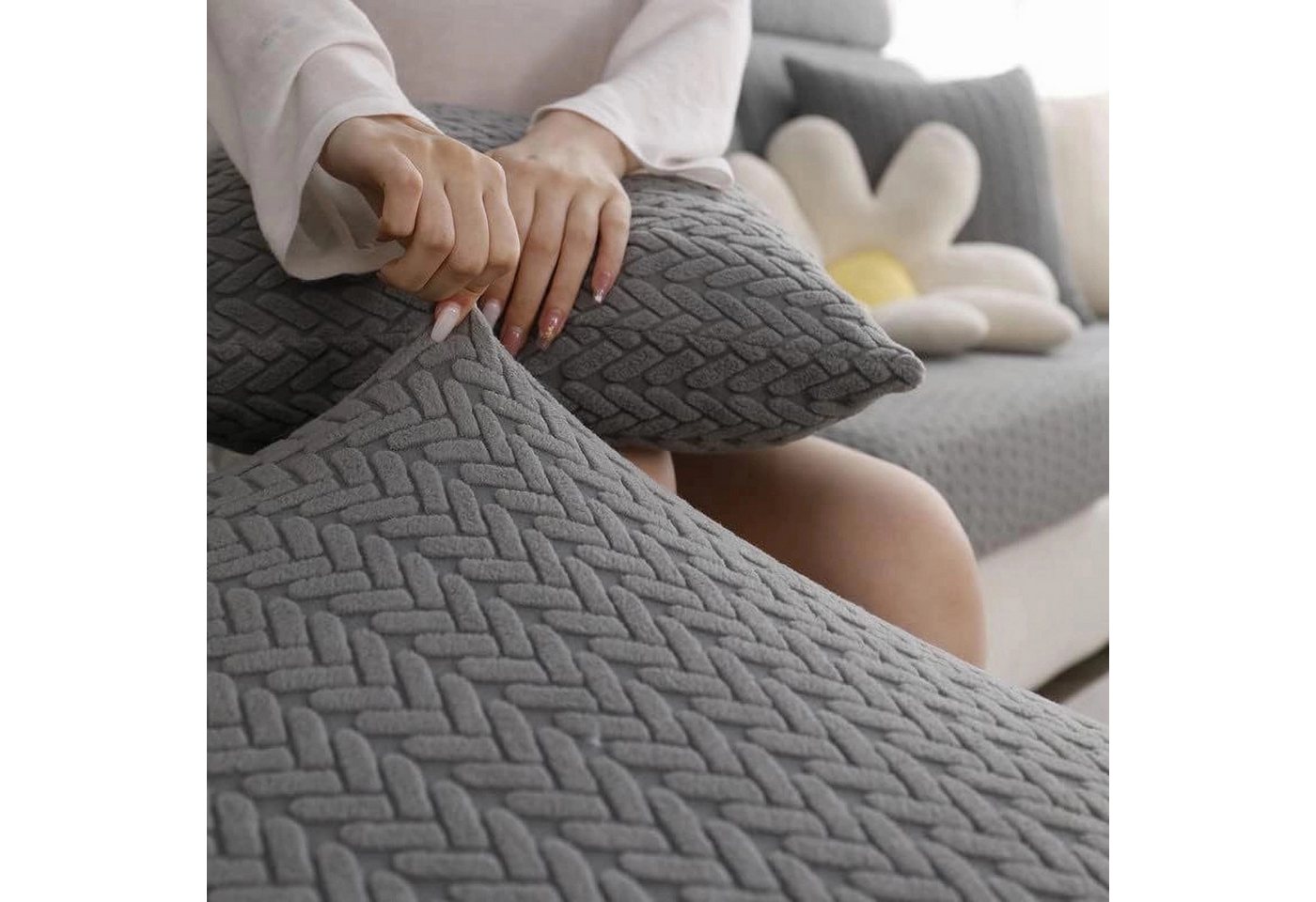 Diwzbyn Sofabezug Sofabezüge, Beruhigende Sofabezüge, Sofakissenbezüge für Hunde, Stretch-Sofabezüge, Überzüge für Sofas und Couches – Bild 5 von 5