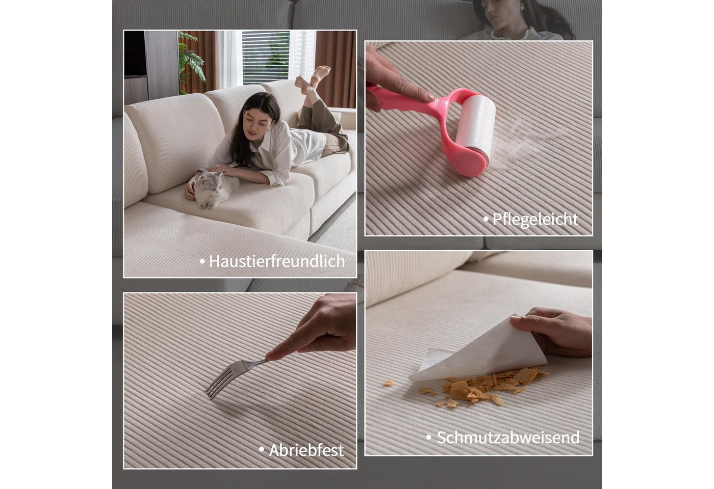 Diwzbyn Sofahusse für 1–4 Sitzer, elastischer Sitzkissenbezug, rutschfester Sofaüberzug, waschbar & pflegeleicht, universelle Passform – Bild 2 von 5