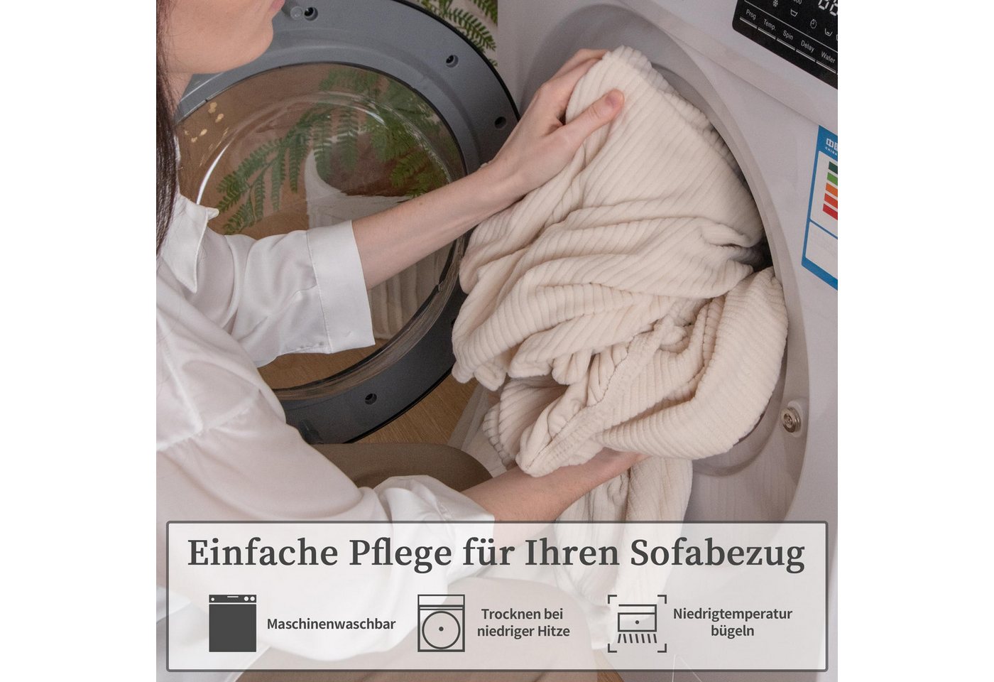 Diwzbyn Sofahusse für 1–4 Sitzer, elastischer Sitzkissenbezug, rutschfester Sofaüberzug, waschbar & pflegeleicht, universelle Passform – Bild 5 von 5