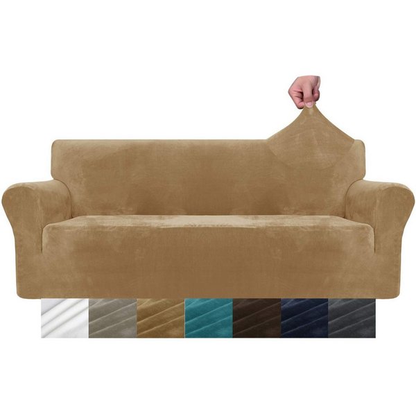 Diwzbyn Sofahusse Velvet Sofabezüge 1/2/3/4-Sitzer Stretch rutschfeste Couchbezug, für Hunde Katze Haustierfreundlich