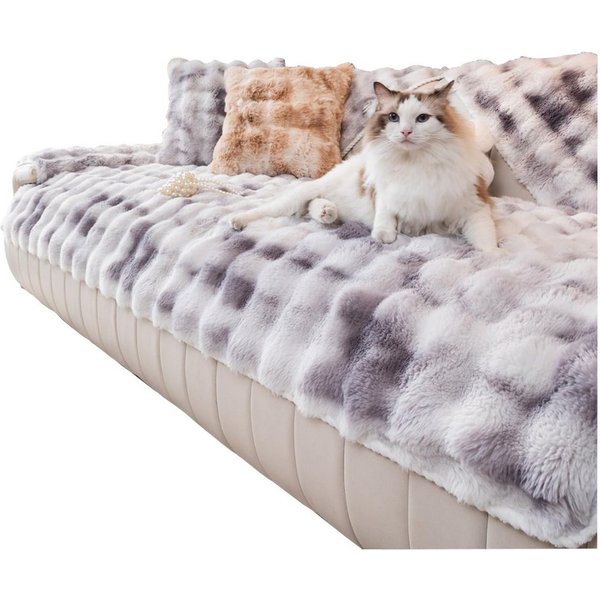 Diwzbyn Sofaschoner Sofabezug Plüsch Dick Sofa Sitzkissenbezug, Couchbezug, Wellendesign, rutschfest, für Sofas Wohnzimmer