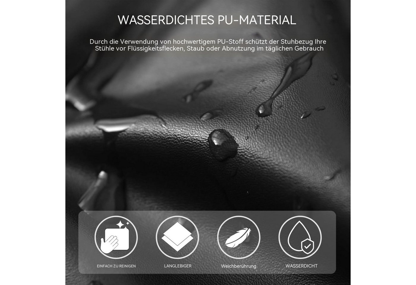 Diwzbyn Stuhlhusse 2er-Pack Wasserdichte Esszimmerstuhlbezüge aus PU-Leder, elastische, Schutzbezüge für Küchenstühle – Bild 2 von 5