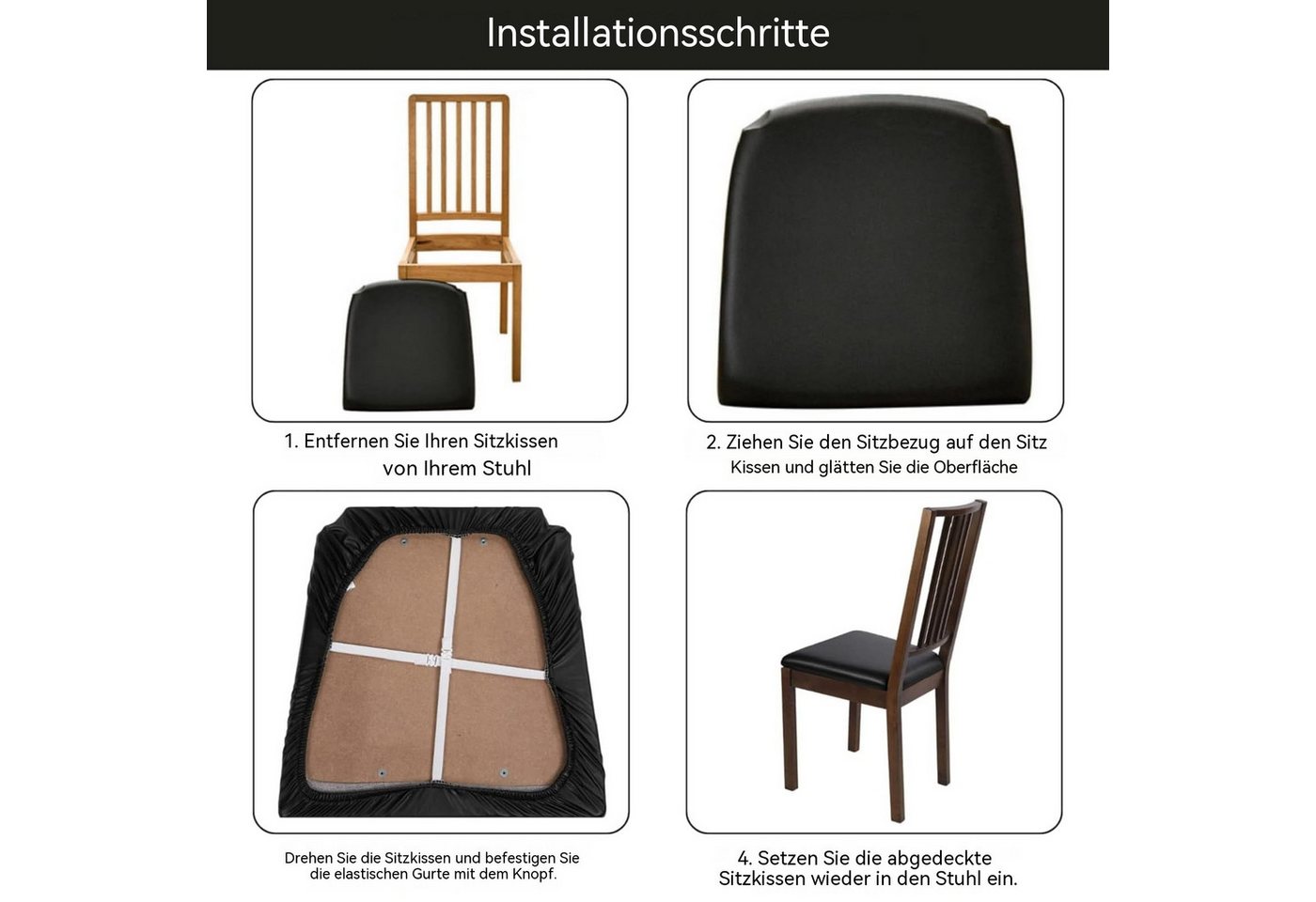 Diwzbyn Stuhlhusse 2er-Pack Wasserdichte Esszimmerstuhlbezüge aus PU-Leder, elastische, Schutzbezüge für Küchenstühle – Bild 4 von 5